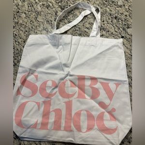 🍒 FREE GIFT New See by Chloe Shopping Tote Reusable Bag White